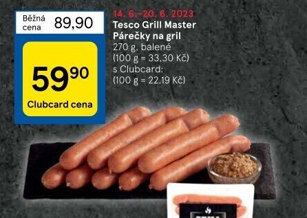 Párečky na gril Grill Master Tesco