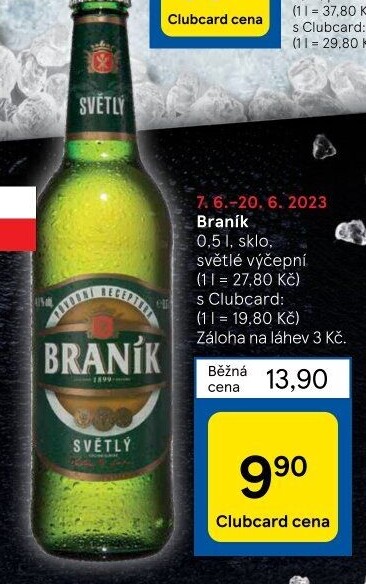 Pivo světlé výčepní 10° Braník
