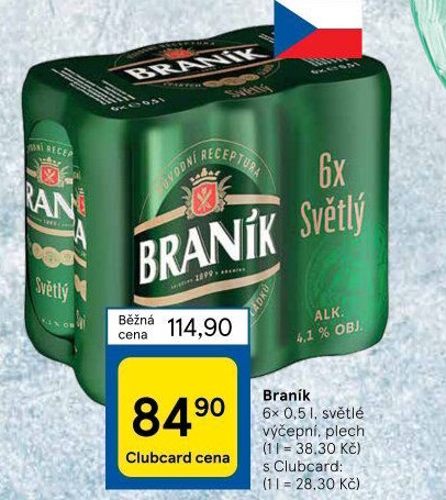 Pivo světlé výčepní 10° Braník
