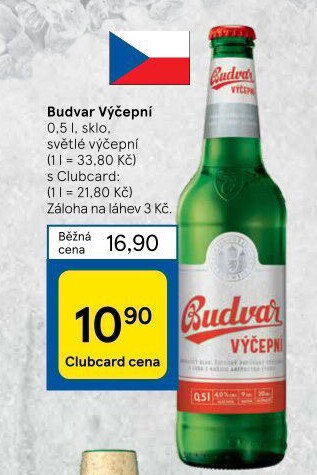 Pivo světlé výčepní Budweiser Budvar