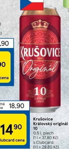 Pivo světlé výčepní Originál Královská 10° Krušovice