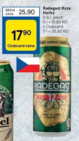 Pivo světlý ležák 12° Ryze hořká Radegast
