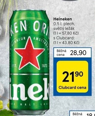 Pivo světlý ležák Heineken