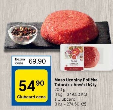 Tatarský biftek z hovězí kýty Maso uzeniny Polička