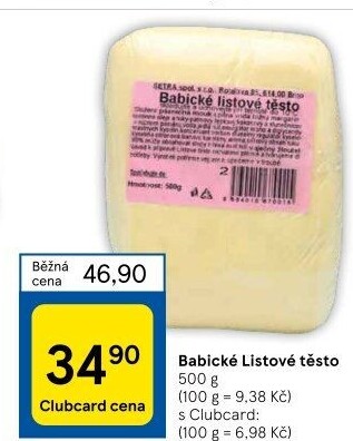 Těsto listové babické Šetra