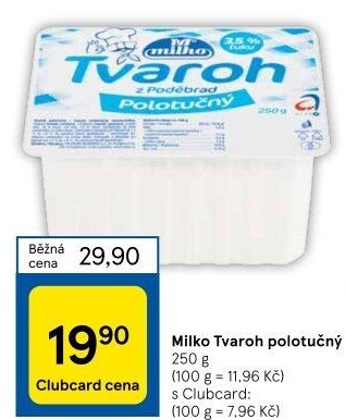 Tvaroh polotučný z Poděbrad Milko
