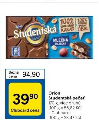 Čokoláda Studentská pečeť Orion