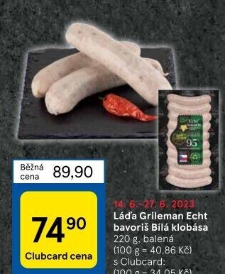 Klobásy Echt Bavoriš Láďa Grileman Kostelecké uzeniny