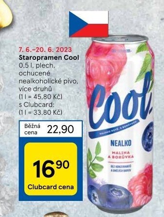Nealkoholické pivo ochucené Staropramen Cool