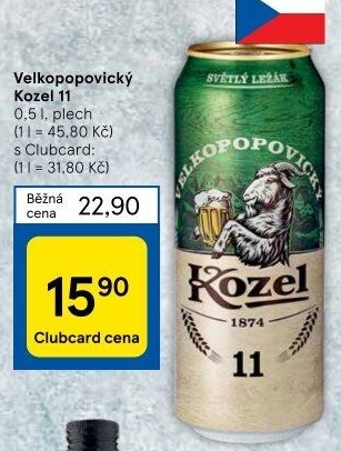 Pivo ležák 11° Velkopopovický Kozel