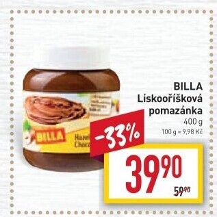 Lískooříšková pomazánka Billa