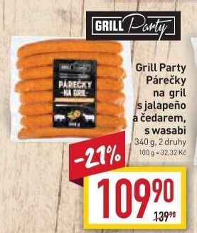 Párečky na gril s jalapeňos a čedarem Grill Party