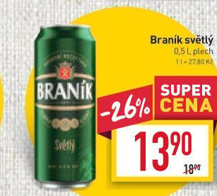Pivo světlé výčepní 10° Braník