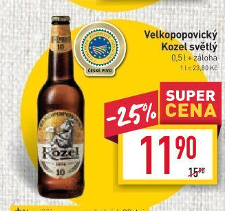 Pivo světlé výčepní 10°Velkopopovický Kozel