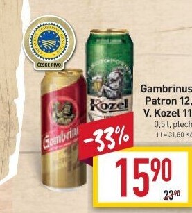 Pivo světlý ležák 12° Patron Gambrinus
