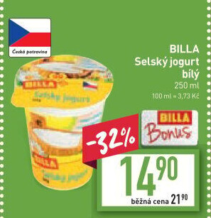 Bílý jogurt selský Billa