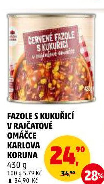 Fazole s kukuřicí v omáčce Karlova Koruna - konzerva