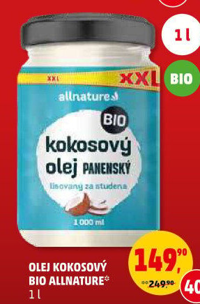 Kokosový olej bio Allnature