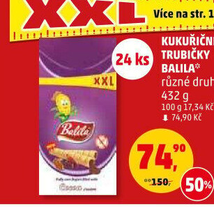 Kukuřičné trubičky bez lepku Balila