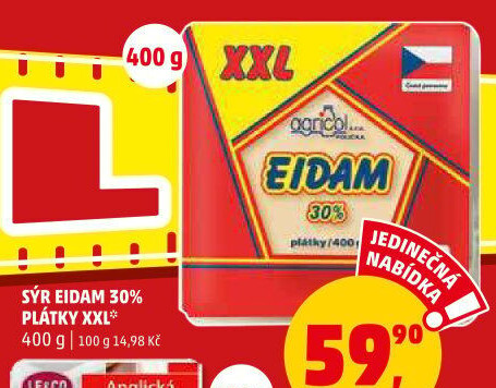 Sýr Eidam 30% Agricol