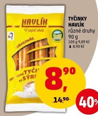 Tyčinky trvanlivé se sýrem a solí Havlík