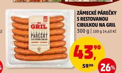 Zámecké párečky s restovanou cibulkou Na gril Penny