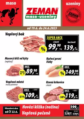akční leták ZEMAN maso - uzeniny 19.6.2023-24.6.2023