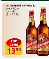 Pivo světlý ležák 12° Patron Gambrinus