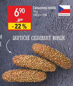 Celozrnný rohlík