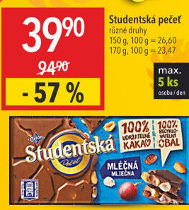 Čokoláda Studentská pečeť Orion