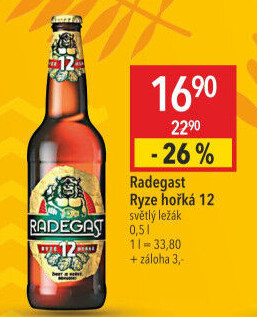 Pivo světlý ležák 12° Ryze hořká Radegast
