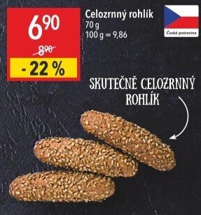 Celozrnný rohlík