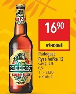 Pivo světlý ležák 12° Ryze hořká Radegast
