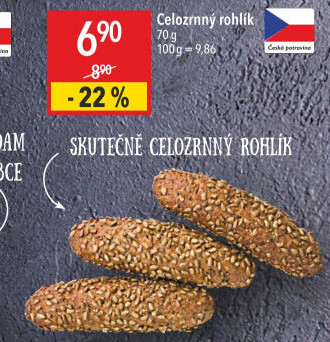 Celozrnný rohlík