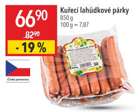 Párky kuřecí lahůdkové DZ Klatovy