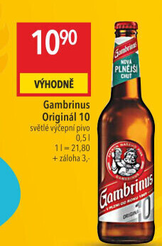 Pivo světlé výčepní Originál 10° Gambrinus