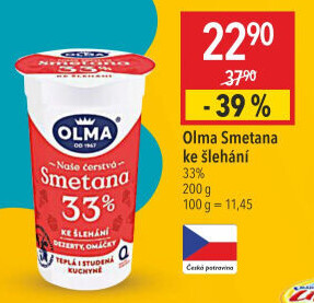 Smetana ke šlehání Olma 33%