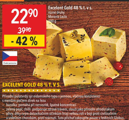 Sýr Excelent Gold s rajčaty a bazalkou Moravia