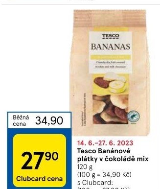 Banány v čokoládě Tesco