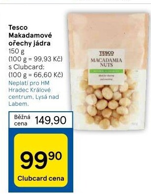 Makadamové ořechy Tesco