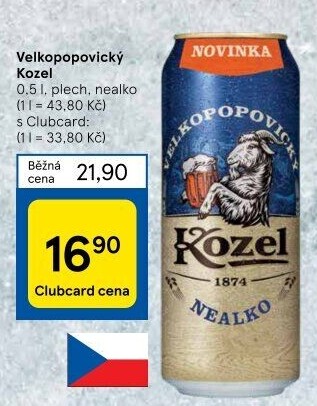 Nealkoholické pivo Velkopopovický Kozel