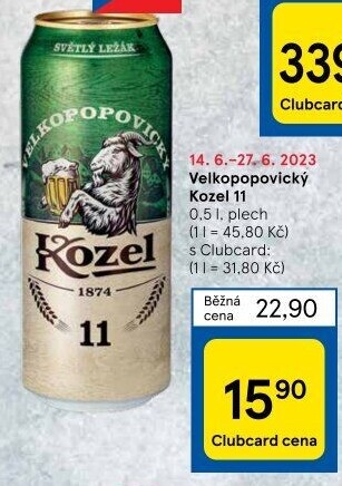 Pivo ležák 11° Velkopopovický Kozel
