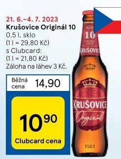 Pivo světlé výčepní Originál Královská 10° Krušovice