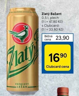 Pivo světlý ležák 12° Zlatý Bažant