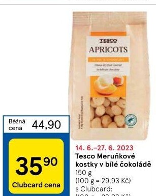 Sušené meruňky v čokoládě Tesco