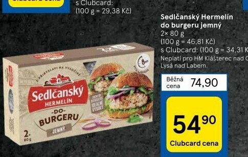 Sýr Hermelín do burgeru Sedlčanský