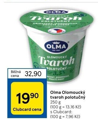 Tvaroh polotučný Olomoucký Olma