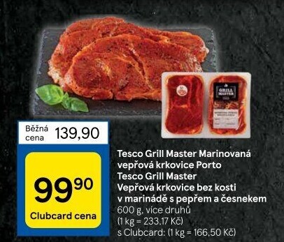 Vepřová krkovice marinovaná Grill Master Tesco