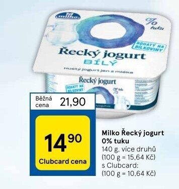 Bílý jogurt řecký 0% Milko