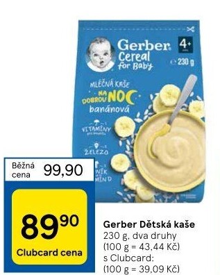 Kaše mléčná Na dobrou noc Gerber Natural for Baby